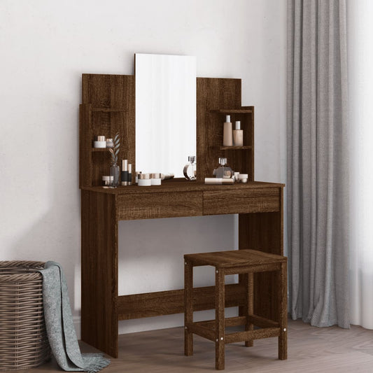 Dressing Table with Mirror Brown Oak 96x39x142 cm - Bedroom Dressing Tables