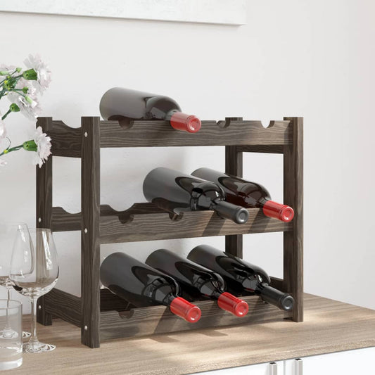 Wine Rack for 12 Bottles Grey Solid Wood Pine - Wine Racks