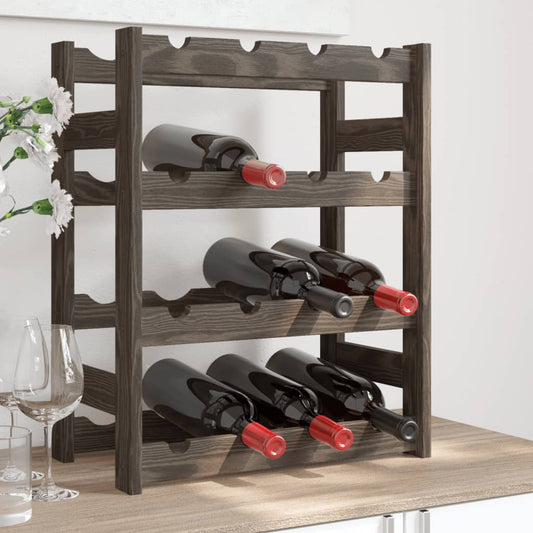 Wine Rack for 16 Bottles Grey Solid Wood Pine - Wine Racks