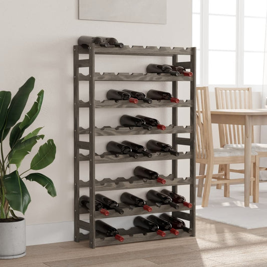 Wine Rack for 56 Bottles Grey Solid Wood Pine - Wine Racks