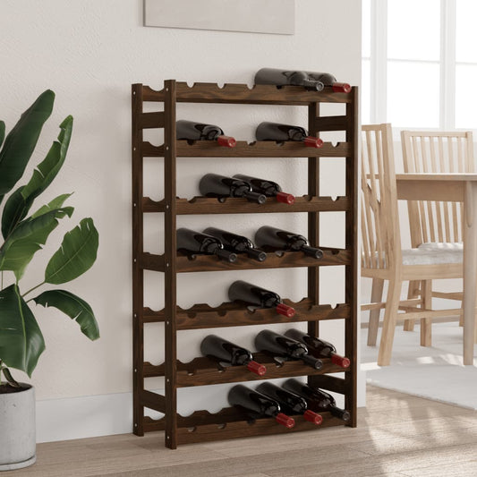Wine Rack for 42 Bottles Brown Solid Wood Pine - Wine Racks