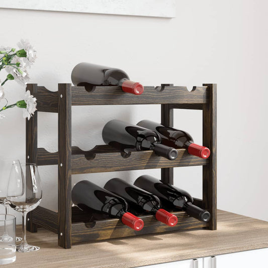 Wine Rack for 12 Bottles Black Solid Wood Pine - Wine Racks