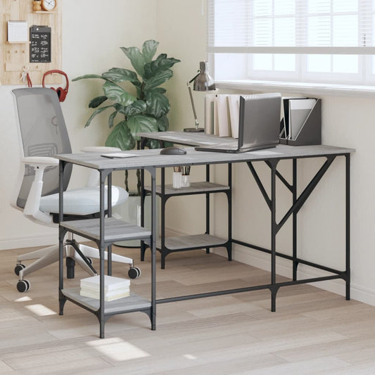 Desk Grey Sonoma 139x139x75 cm Engineered Wood - Desks