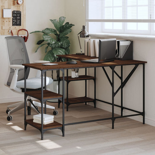 Desk Brown Oak 139x139x75 cm Engineered Wood - Desks