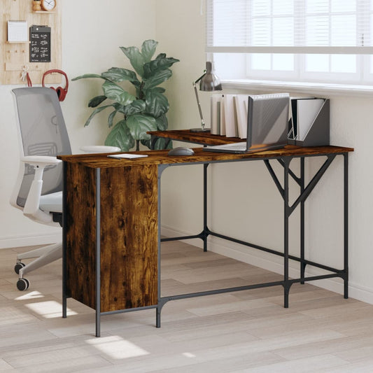 Desk Smoked Oak 141x141x75 cm Engineered Wood - Desks