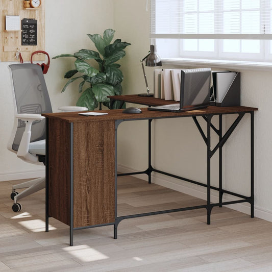 Desk Brown Oak 141x141x75 cm Engineered Wood - Desks