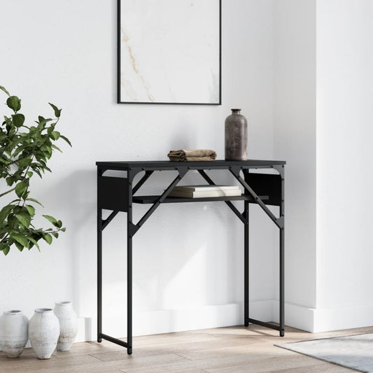 Console Table with Shelf Black 75x30x75cm Engineered Wood - End Tables