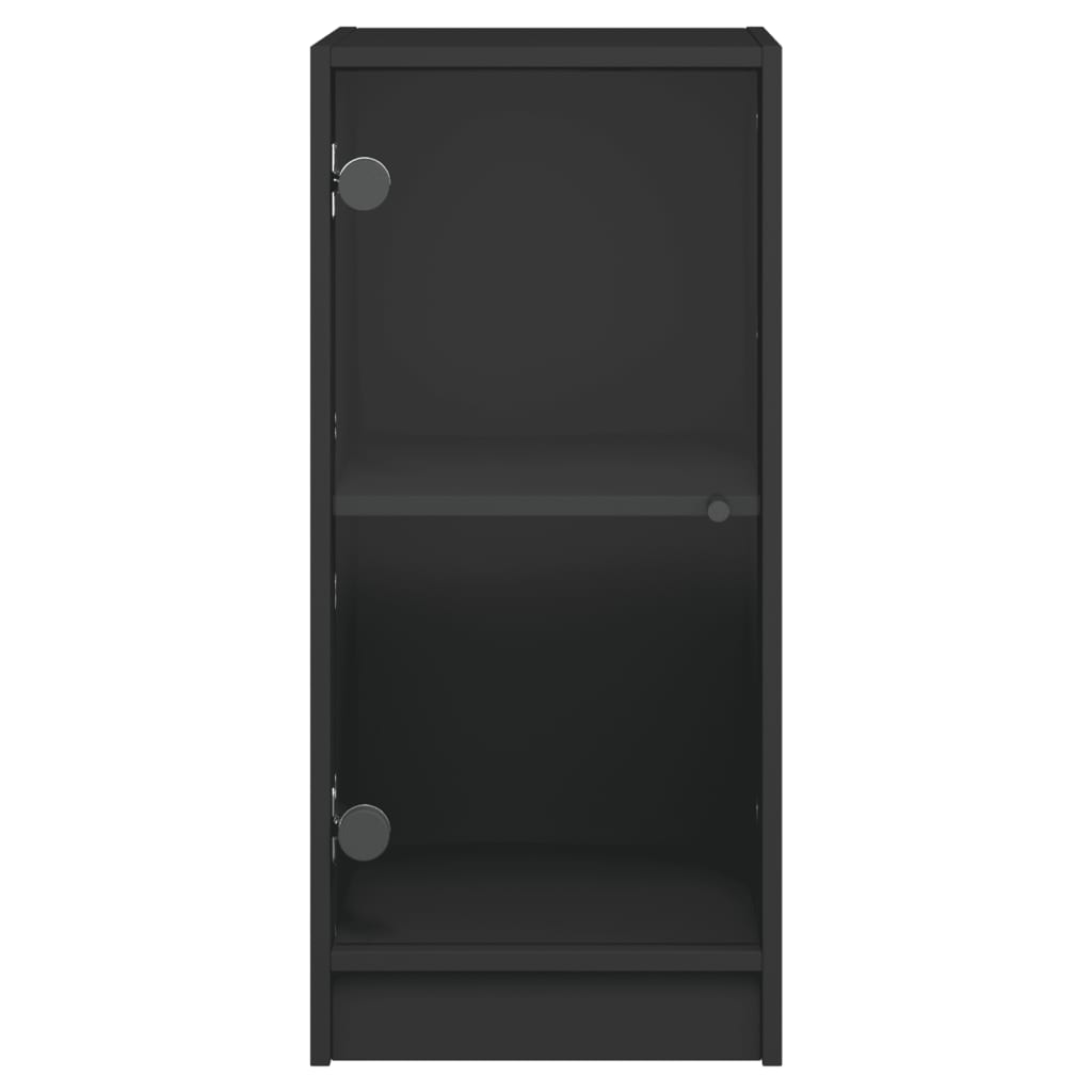 Side Cabinet with Glass Doors Black 35x37x75.5 cm - Buffets & Sideboards