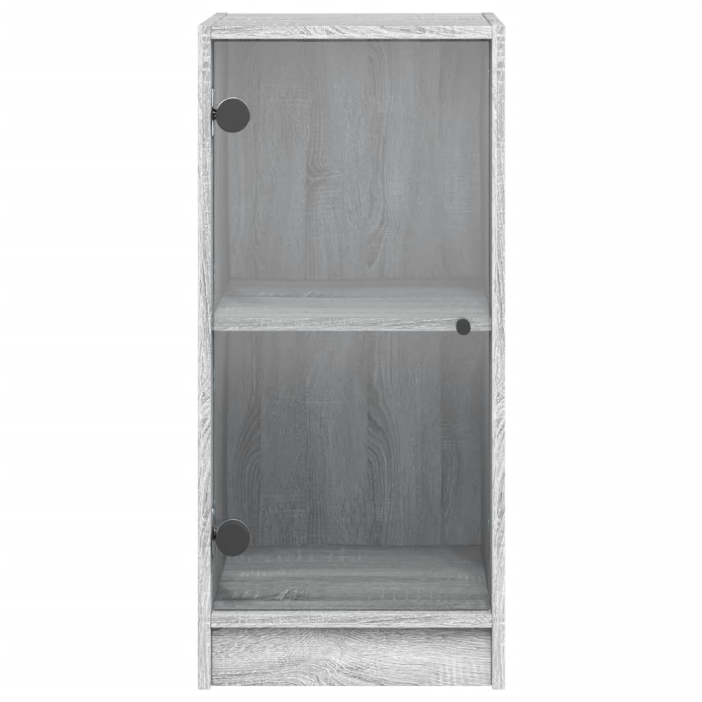 Side Cabinet with Glass Doors Grey Sonoma 35x37x75.5 cm - Buffets & Sideboards