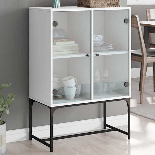 Side Cabinet with Glass Doors White 69x37x100 cm - Buffets & Sideboards
