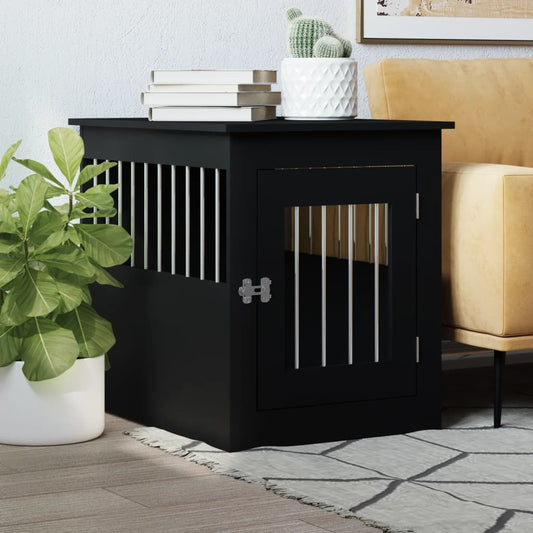 Dog Crate Furniture Black 55x75x65 cm Engineered Wood - Dog Houses