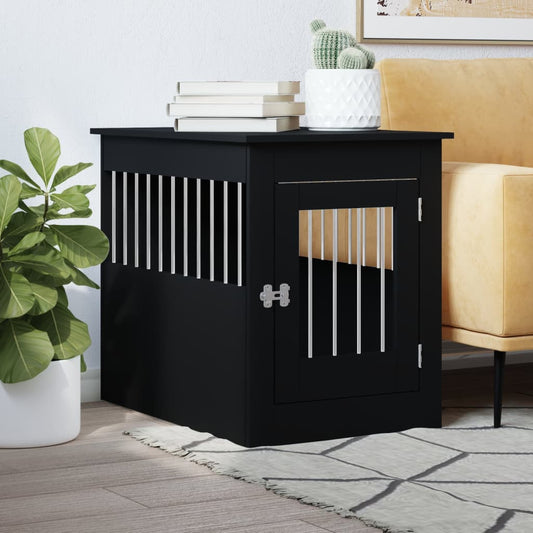 Dog Crate Furniture Black 55x80x68 cm Engineered Wood - Dog Houses
