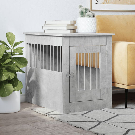 Dog Crate Furniture Concrete Grey 55x80x68 cm Engineered Wood - Dog Houses