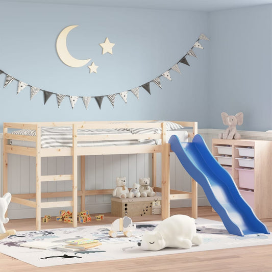 Kids' Loft Bed with Slide 90x200 cm Solid Wood Pine - Beds & Bed Frames