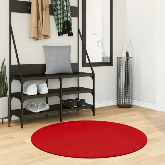 Rug HUARTE Short Pile Soft and Washable Red Ø 100 cm - Rugs