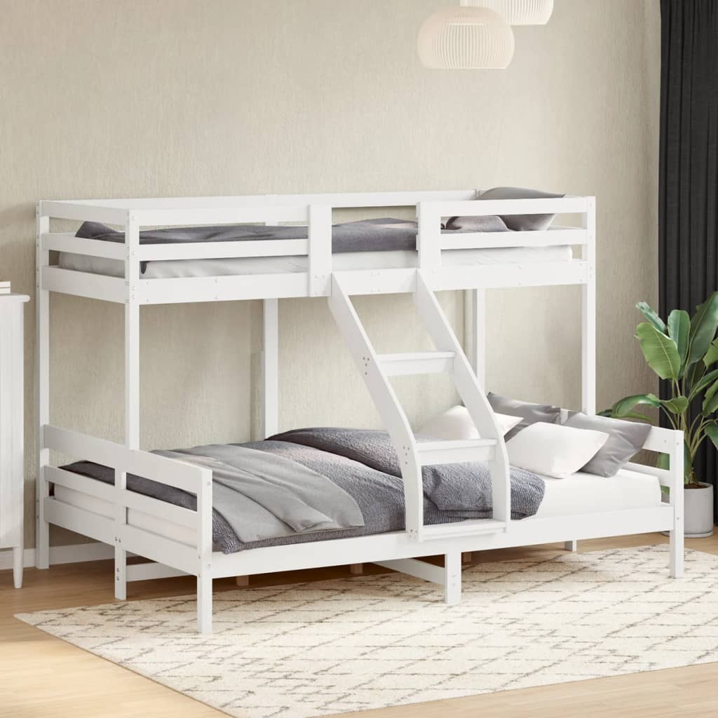 Bunk Bed 80x200/140x200 cm White Solid Wood Pine - Beds & Bed Frames