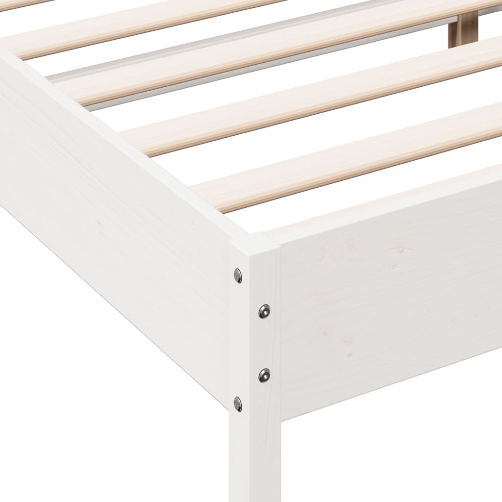 Bed Frame with Headboard White 200x200 cm Solid Wood Pine - Beds & Bed Frames