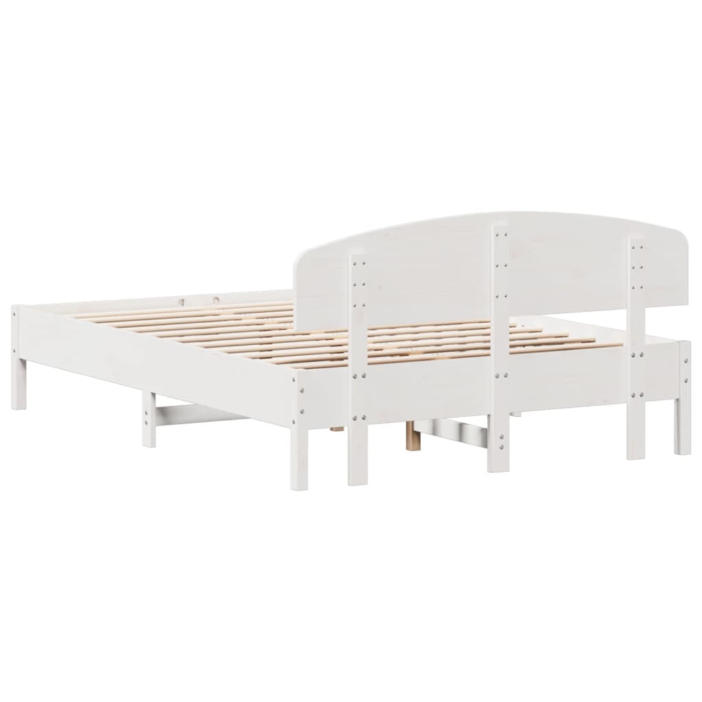 Bed Frame with Headboard White 140x200 cm Solid Wood Pine - Beds & Bed Frames