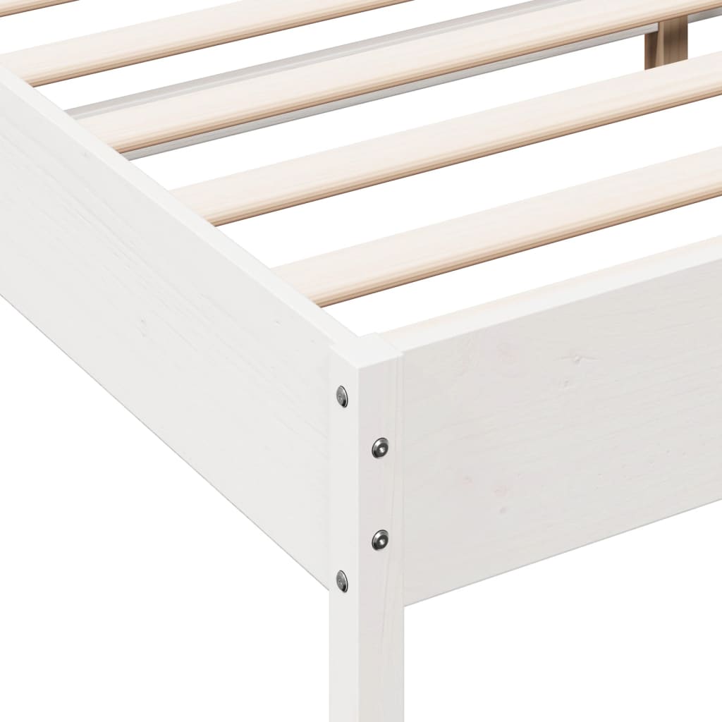 Bed Frame with Headboard White 140x200 cm Solid Wood Pine - Beds & Bed Frames