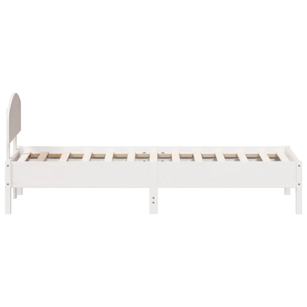 Bed Frame with Headboard White 90x200 cm Solid Wood Pine - Beds & Bed Frames