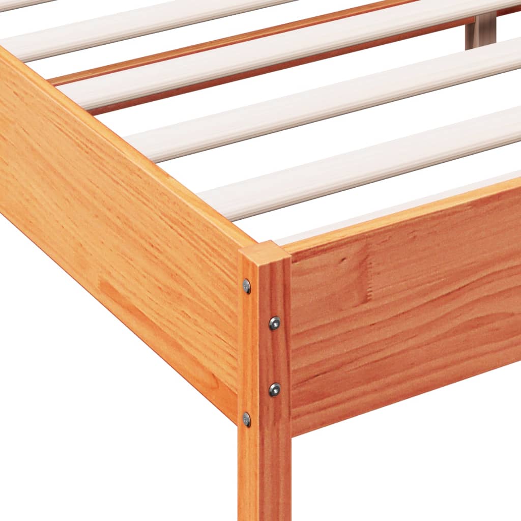 Bed Frame with Headboard Wax Brown 135x190 cm Double Solid Wood Pine - Beds & Bed Frames
