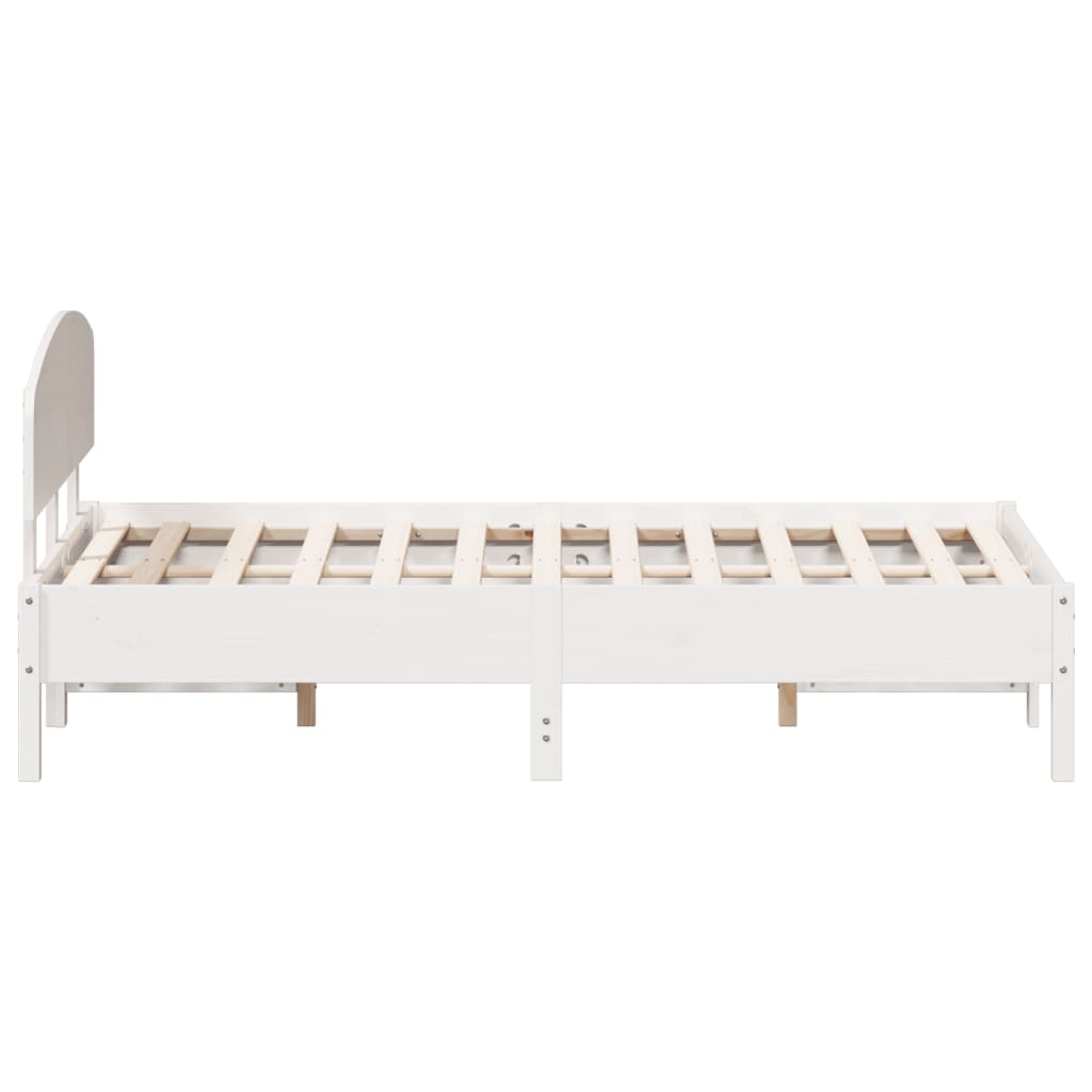 Bed Frame with Headboard White 120x190 cm Small Double Solid Wood Pine - Beds & Bed Frames