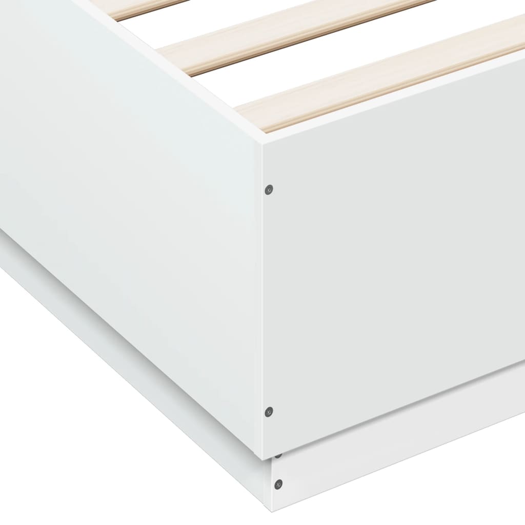 Bed Frame White 200x200 cm Engineered Wood - Beds & Bed Frames