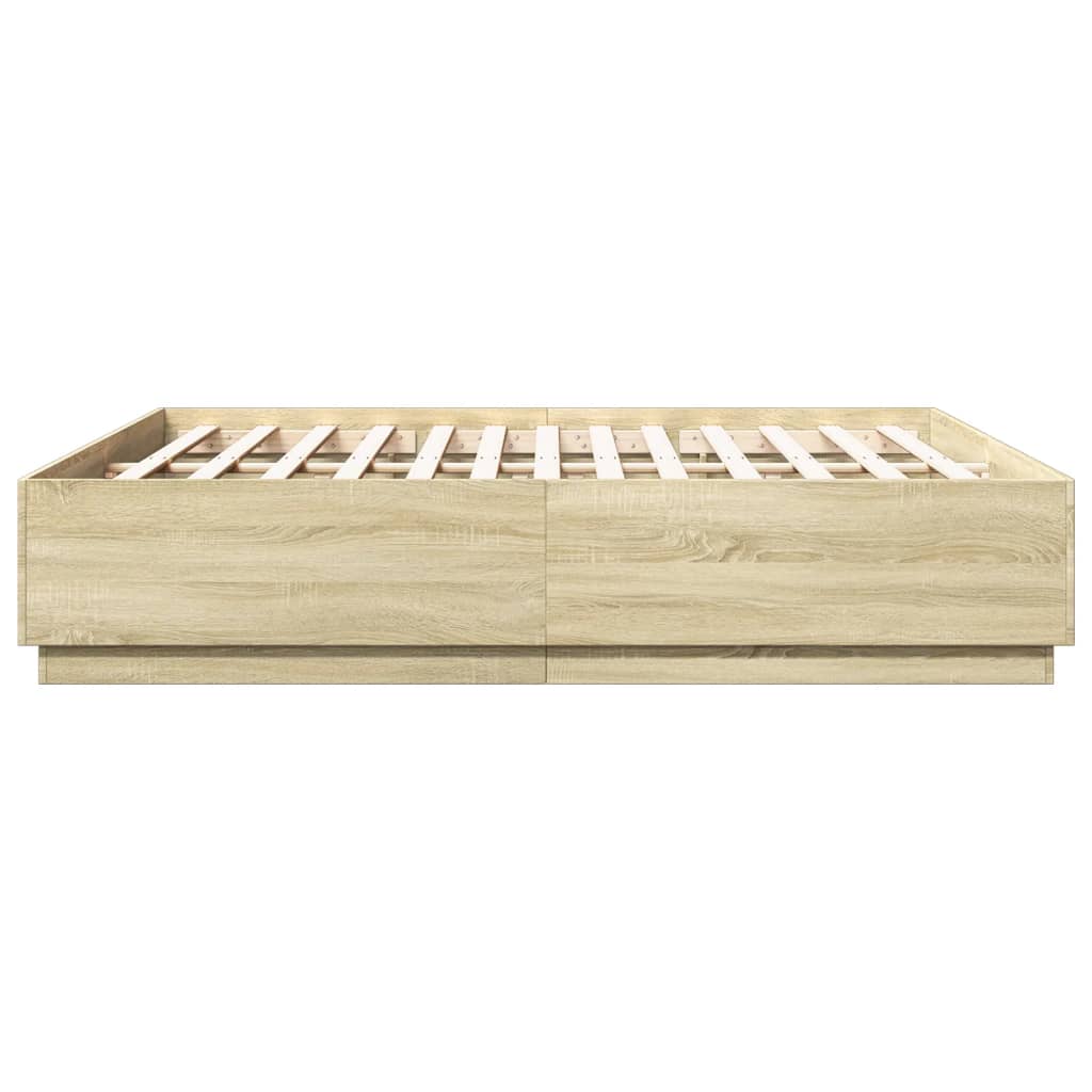 Bed Frame Sonoma Oak 200x200 cm Engineered Wood - Beds & Bed Frames