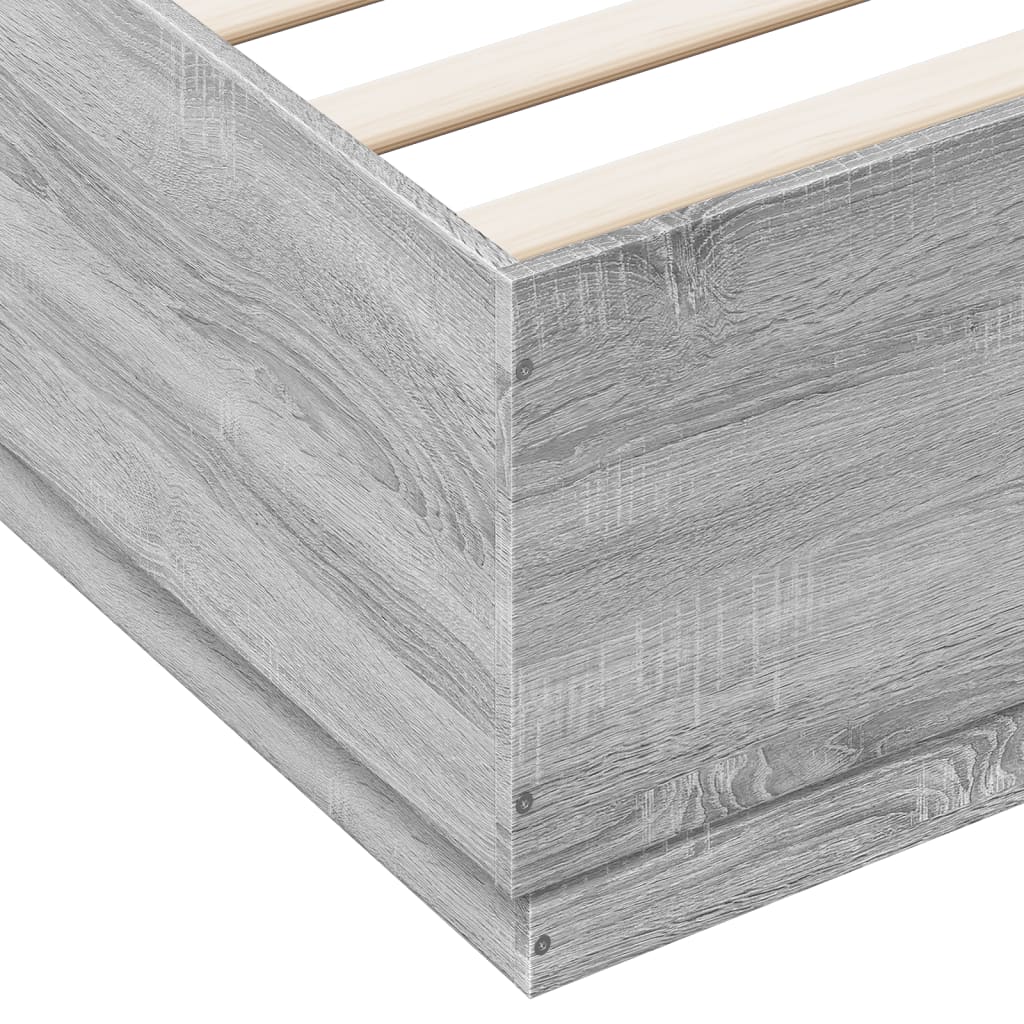 Bed Frame Grey Sonoma 200x200 cm Engineered Wood - Beds & Bed Frames
