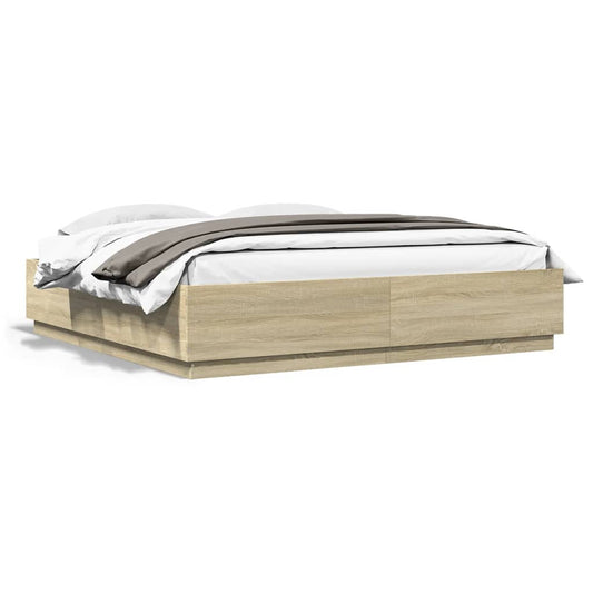 Bed Frame Sonoma Oak 180x200 cm Super King Engineered Wood
