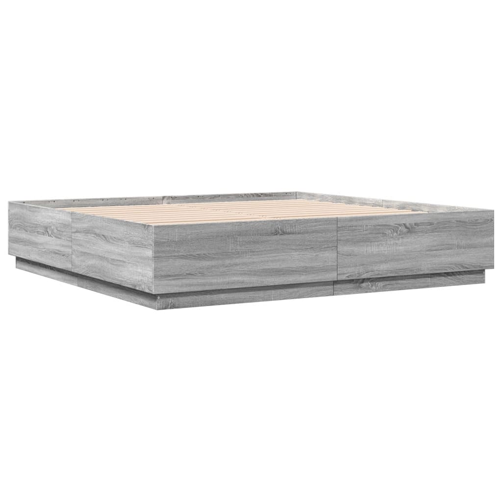 Bed Frame Grey Sonoma 180x200 cm Super King Engineered Wood - Beds & Bed Frames