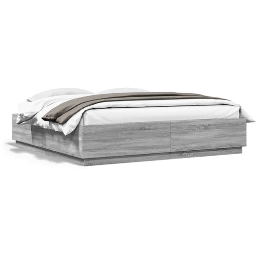 Bed Frame Grey Sonoma 180x200 cm Super King Engineered Wood - Beds & Bed Frames
