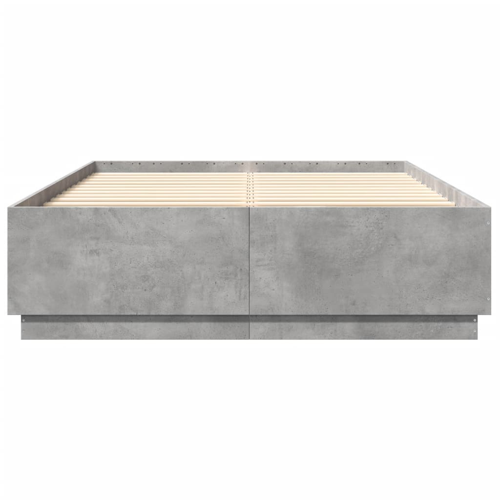 Bed Frame Concrete Grey 160x200 cm Engineered Wood - Beds & Bed Frames