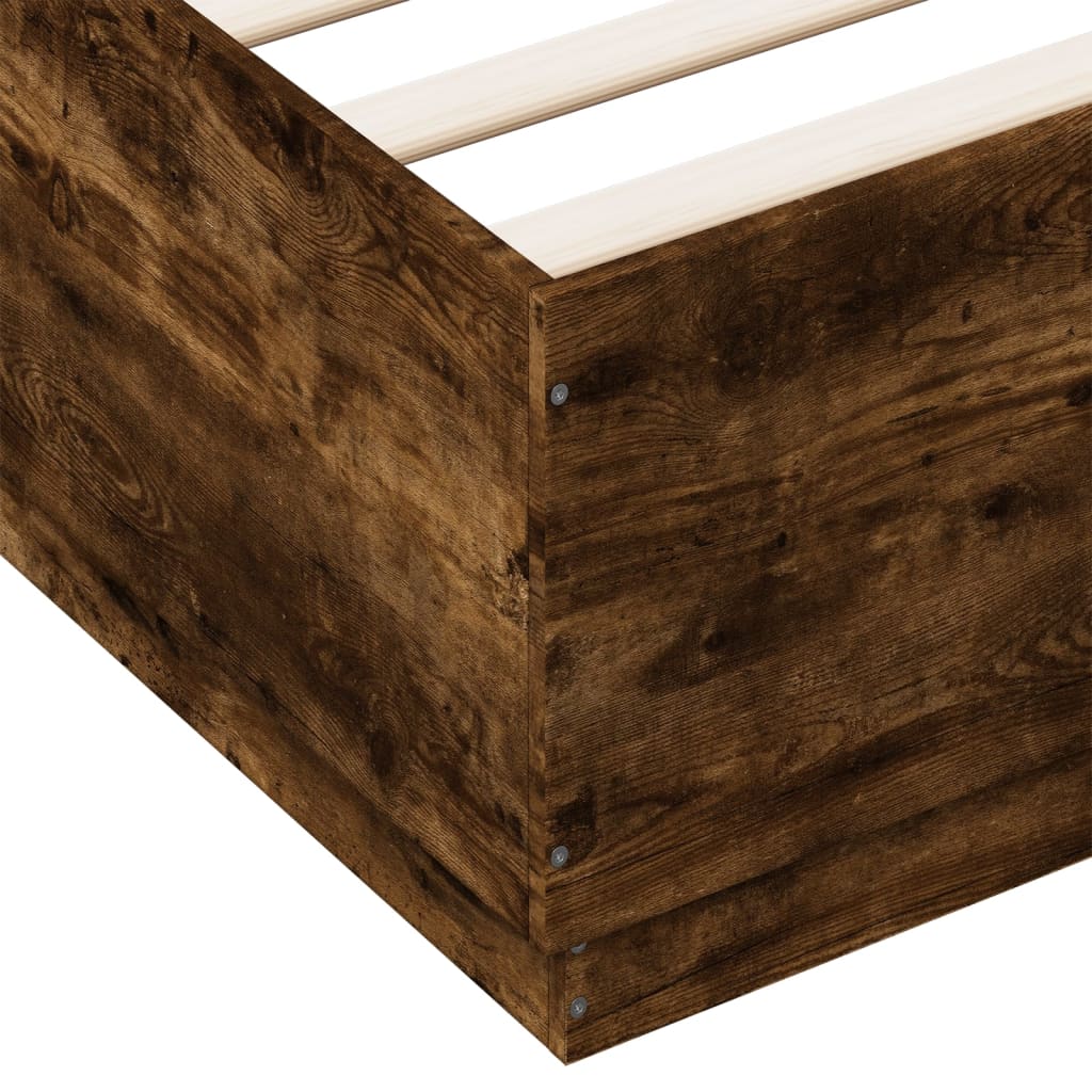 Bed Frame Smoked Oak 160x200 cm Engineered Wood - Beds & Bed Frames