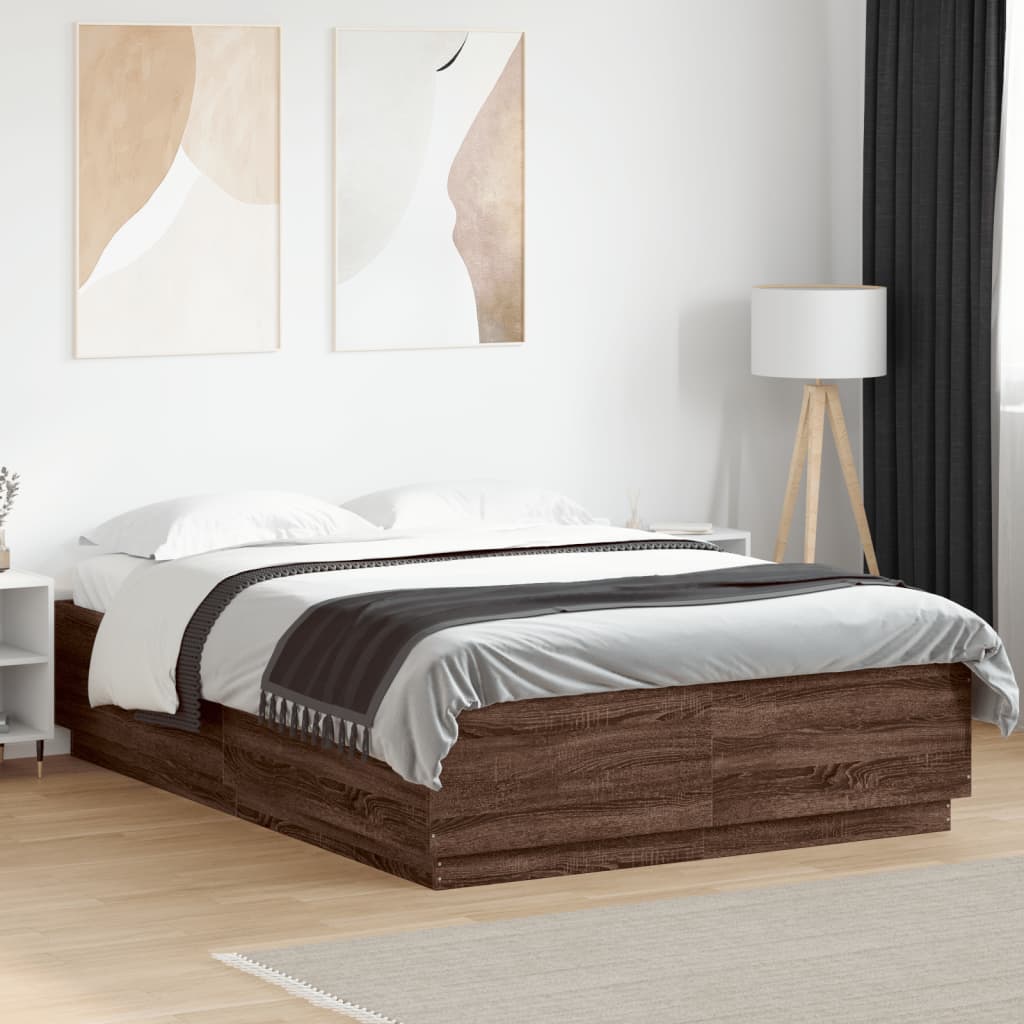 Bed Frame Brown Oak 120x200 cm Engineered Wood - Beds & Bed Frames