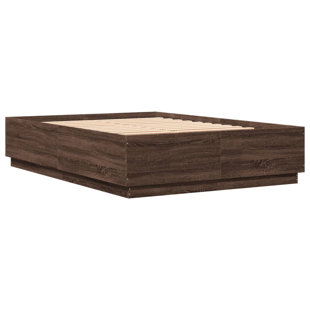 Bed Frame Brown Oak 120x200 cm Engineered Wood - Beds & Bed Frames