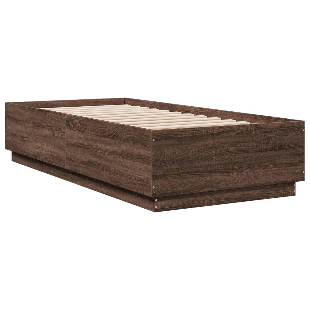 Bed Frame Brown Oak 90x200 cm Engineered Wood - Beds & Bed Frames