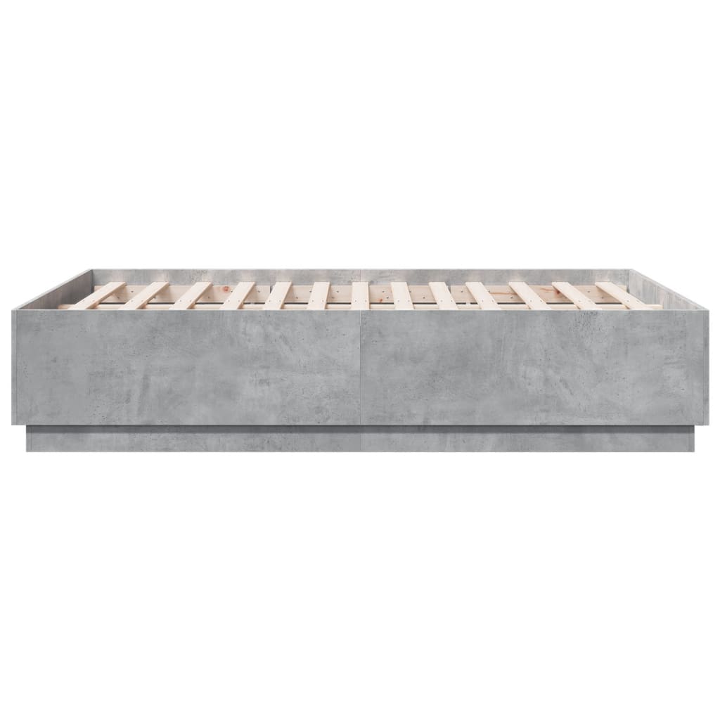 Bed Frame Concrete Grey 135x190 cm Double Engineered Wood - Beds & Bed Frames