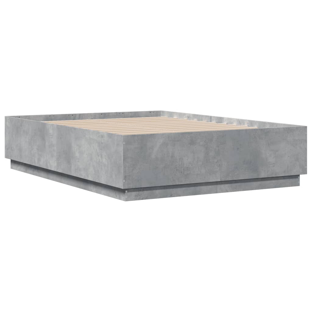 Bed Frame Concrete Grey 135x190 cm Double Engineered Wood - Beds & Bed Frames
