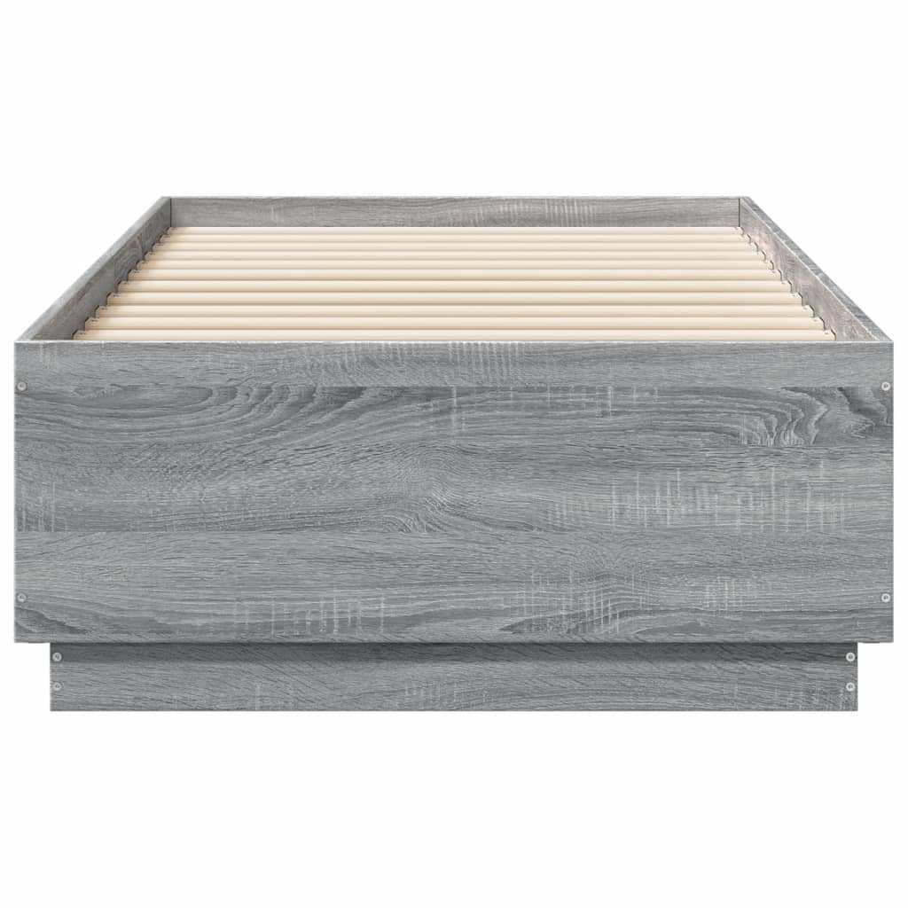 Bed Frame Grey Sonoma 75x190 cm Small Single Engineered Wood - Beds & Bed Frames