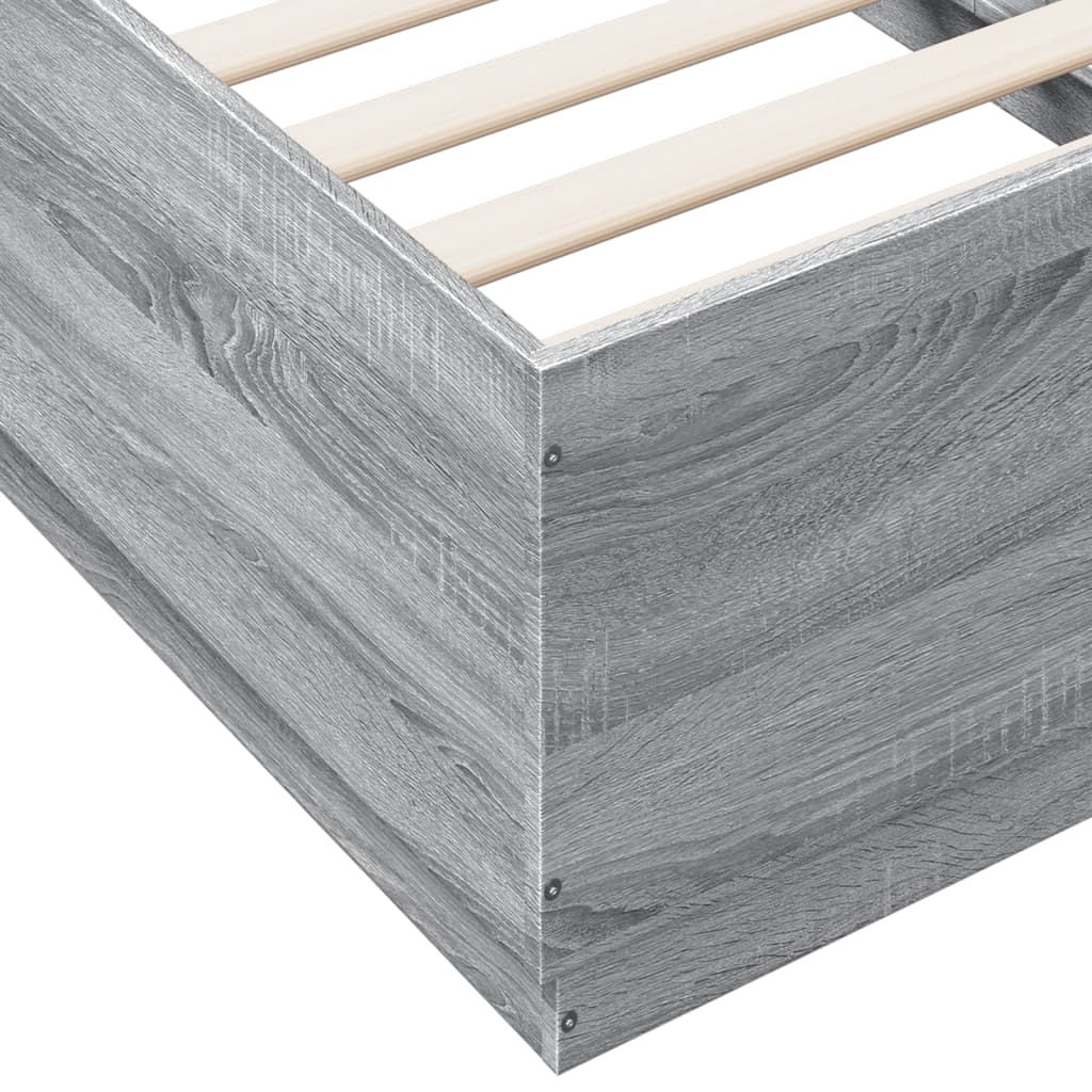 Bed Frame Grey Sonoma 75x190 cm Small Single Engineered Wood - Beds & Bed Frames