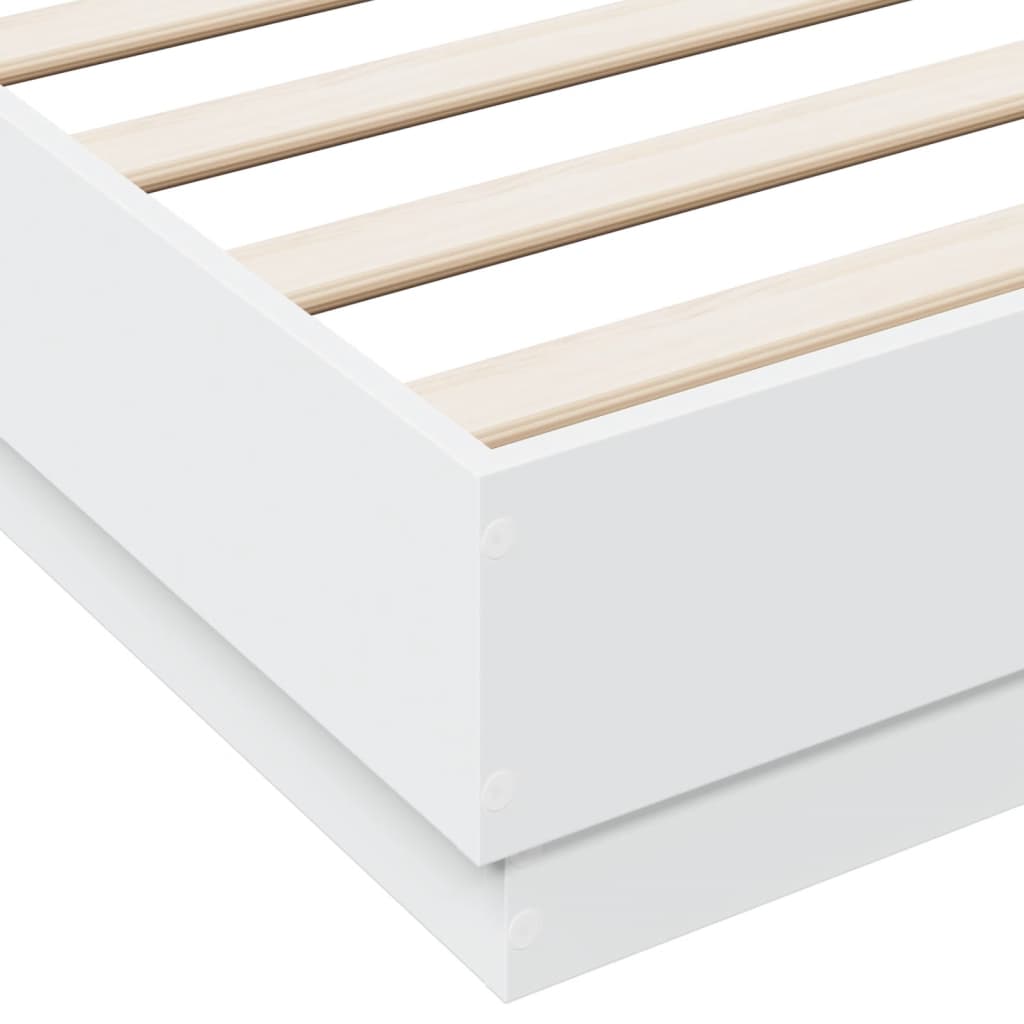 Bed Frame White 120x190 cm Small Double Engineered Wood - Beds & Bed Frames