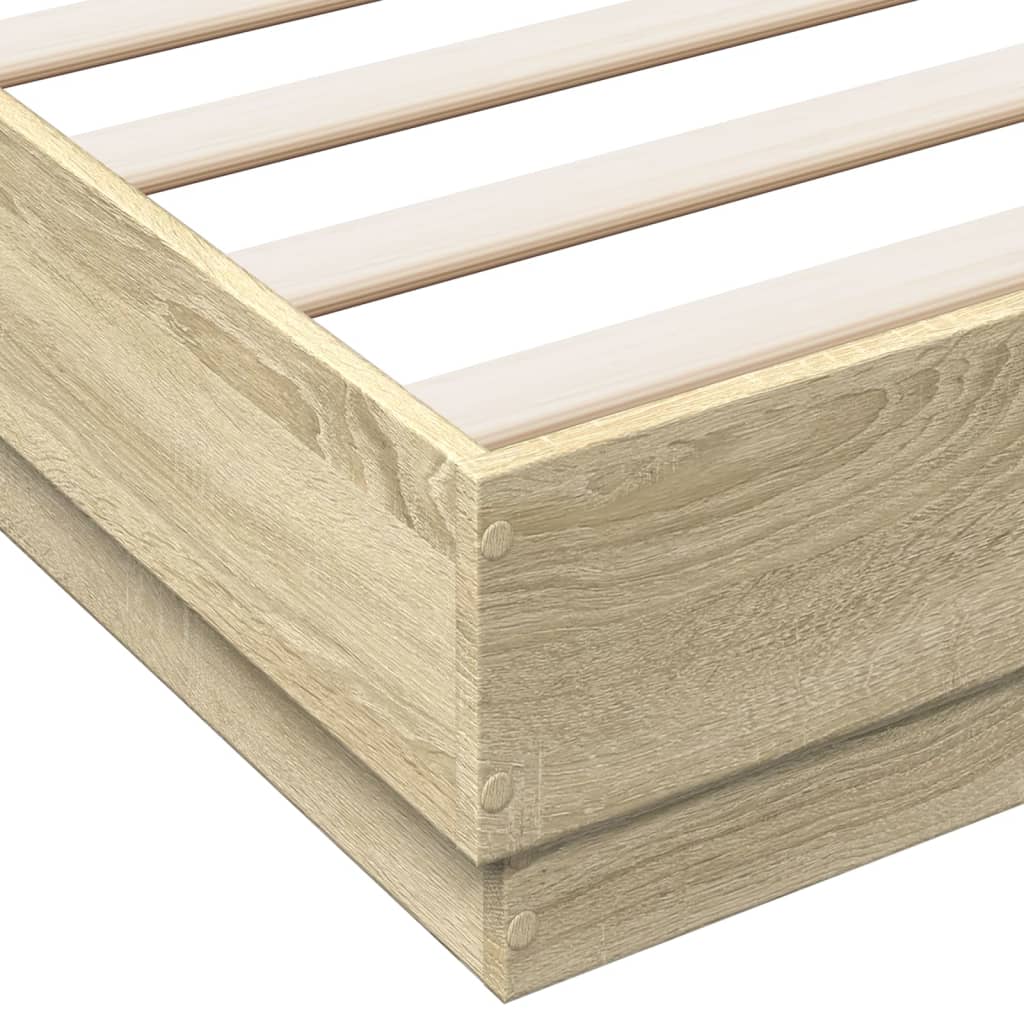 Bed Frame Sonoma Oak 120x190 cm Small Double Engineered Wood - Beds & Bed Frames