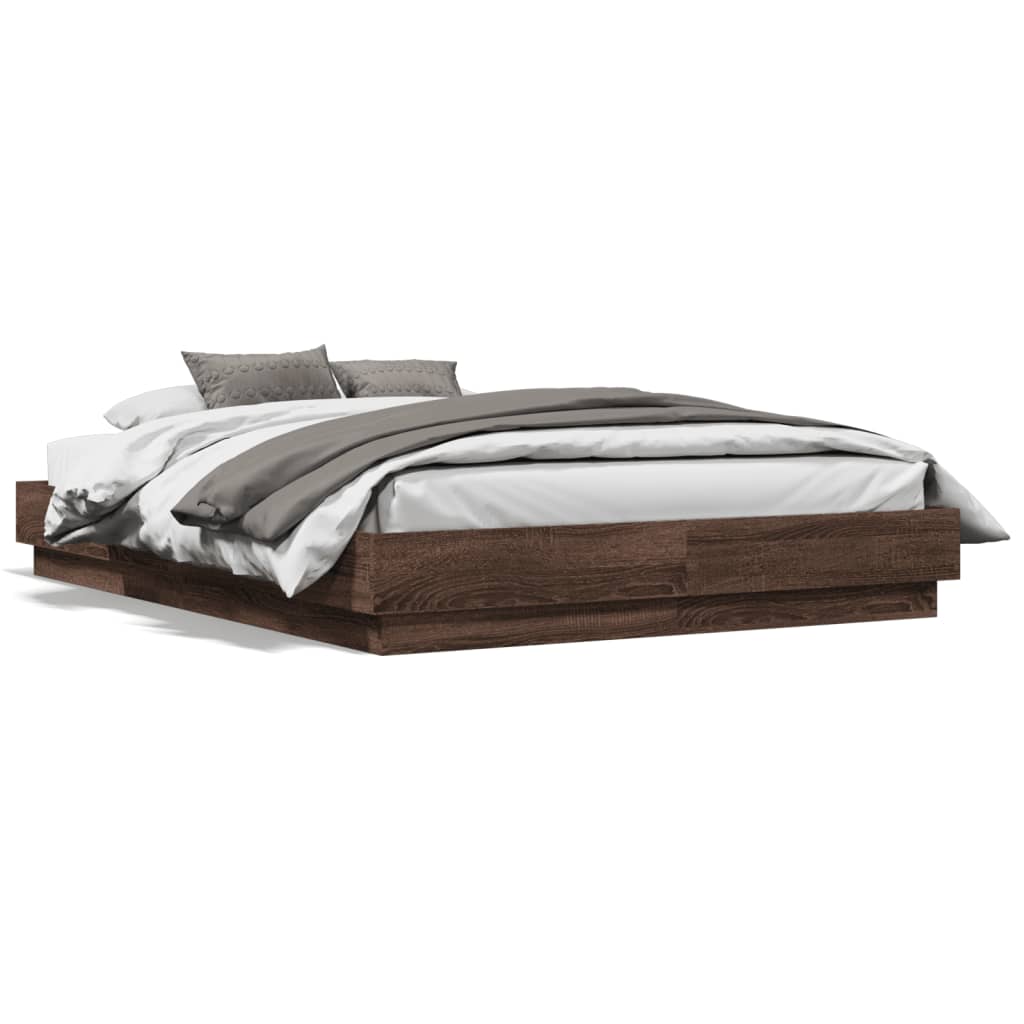Bed Frame Brown Oak 120x190 cm Small Double Engineered Wood - Beds & Bed Frames