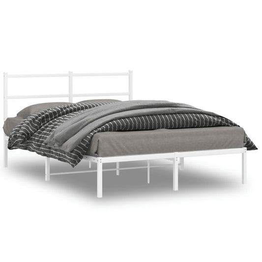 Metal Bed Frame with Headboard White 140x200 cm - Beds & Bed Frames