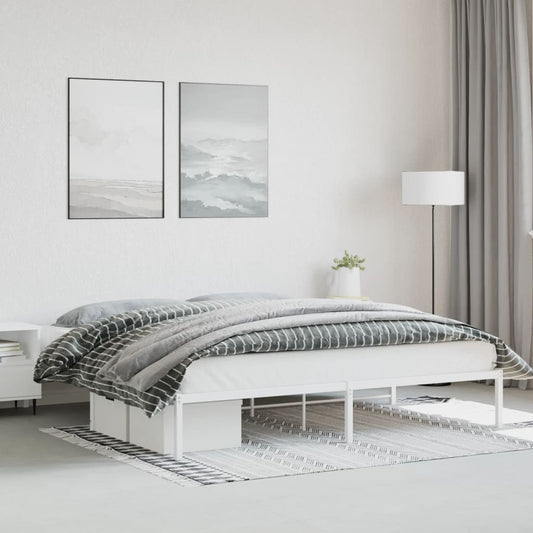 Metal Bed Frame White 200x200 cm - Beds & Bed Frames