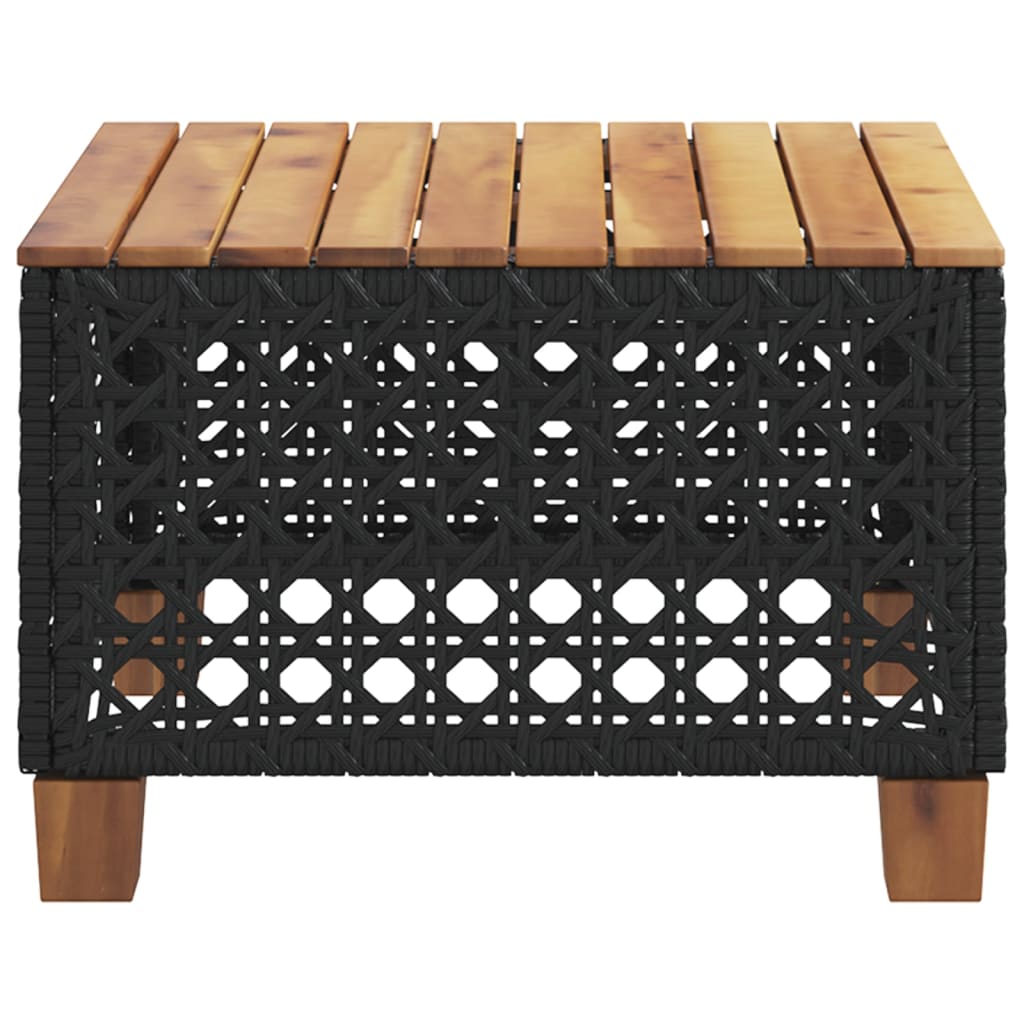 Garden Table Black 55x55x36 cm Poly Rattan Acacia Wood - Outdoor Tables