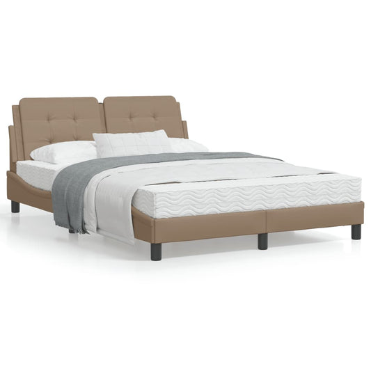 Bed Frame with Headboard Cappuccino 120x200 cm Faux Leather - Beds & Bed Frames