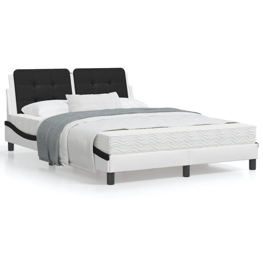 Bed Frame with Headboard White and Black 120x200 cm Faux Leather - Beds & Bed Frames