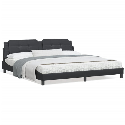 Bed Frame with Headboard Black 200x200 cm Faux Leather - Beds & Bed Frames